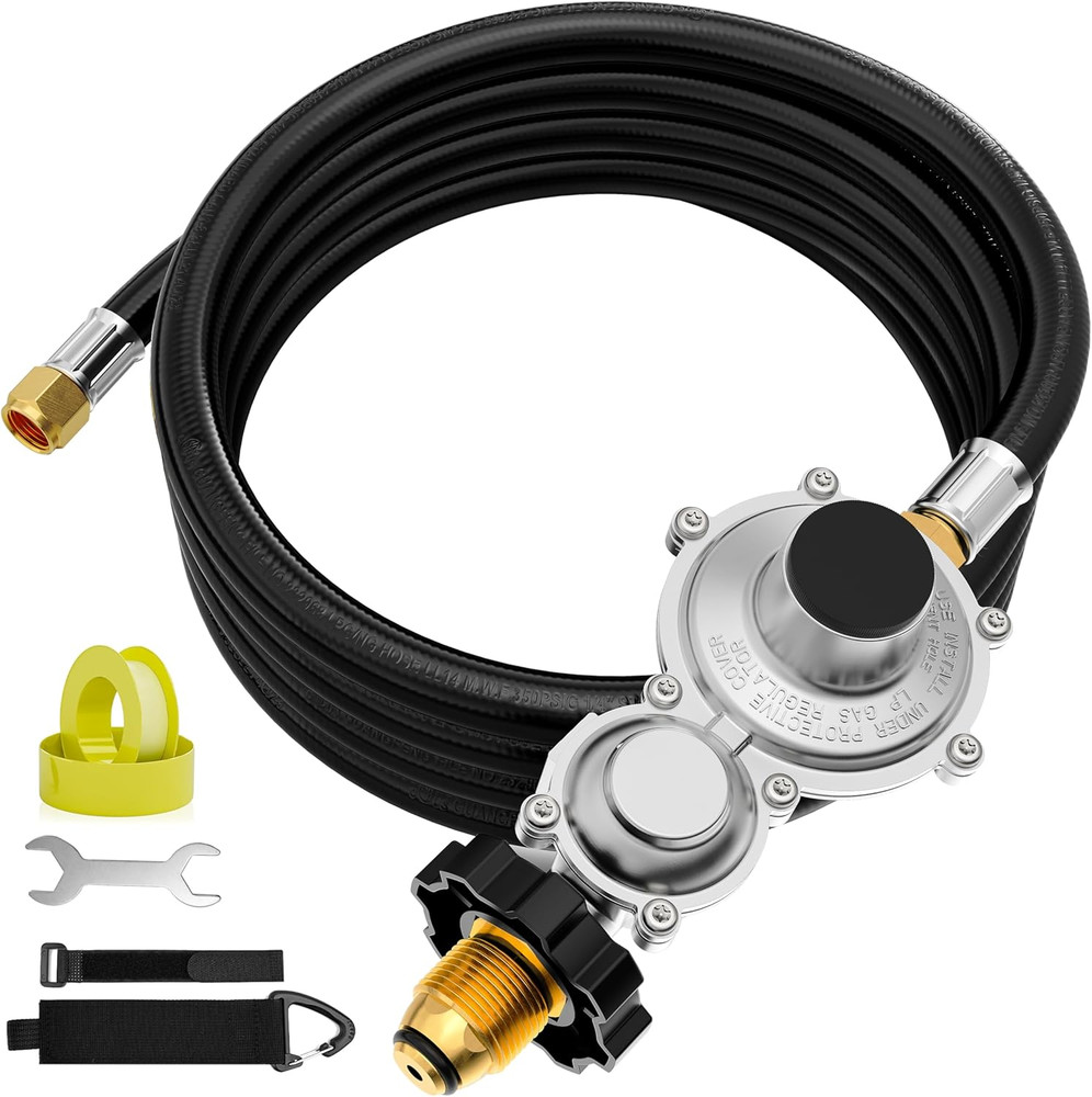 NUPICK 10FT Two Stage Propane Regulator with Hose, Propane Line with Regulator S
