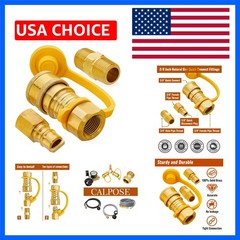 3/8 Inch Natural Gas Quick Connect Fittings, 100% Solid Brass LP Gas Propane …