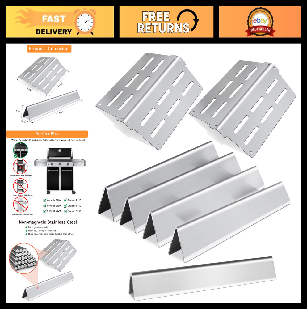 Stainless Steel Flavorizer Bars & Heat Deflector for Genesis 300 Series Grills