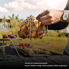 auisea Chicken Leg Rack for Grill 14 Slots – 2-Piece Set Professional Silver