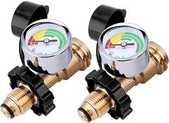 1-2PCS Propane Tank Adapter with Upgraded Propane Tank Gauge POL LP Tank to QCC1