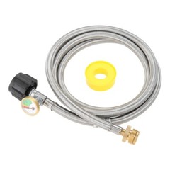 6FT Stainless Braided Propane Adapter Hose + Gauge 1lb to 20lb Propane Converter