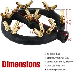 Propane Gas Jet Burner Cast Iron 23 Tips 100000 BTU for Wok Outdoor Indoor