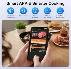 Wireless Bluetooth Meat Thermometer – 2 Probes & App 2 Probes, Black/Gray