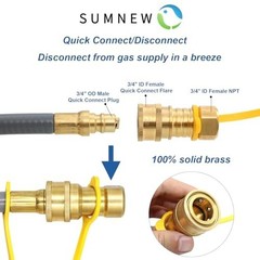 48ft 1/2″ ID Natural Gas Hose with Quick Connect Fitting for Grill, Pizza Oven,