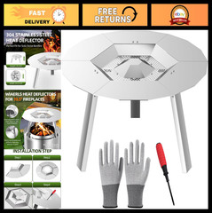 Heat Deflector for 19.5″ Fire Pit, Stainless Steel Accessory with 3 Legs, Boost