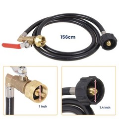 48” Upgraded Propane Refill Adapter Hose, QCC1 Inlet Control Valve 2 Bottle Cap