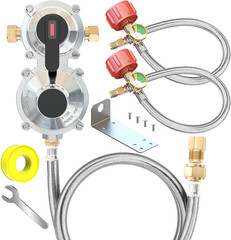 2-Stage Auto Changeover LP Propane Gas Regulator with 48”Stainless Braided Regu