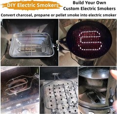 Upgrade 1650W Electric Smoker Heating Element with Adjustable Thermostat Cont
