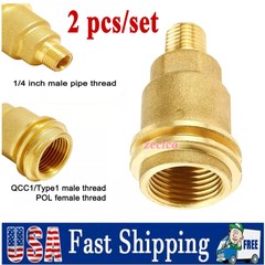 2 Solid Brass QCC1 Nut Propane Gas Fitting Adapter 1/4″ Male Pipe Thread Connect
