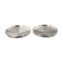 Round Heat Resistant Barbecue Plates 2 Pieces Stainless Steel Steak Serving Set