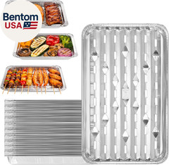 20-Pack 13″ × 8.6″ Food-Grade Aluminum Foil Disposable BBQ Grill Trays – Perfora