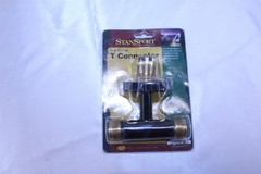 Gas Line Male Connectors T Connector – Black / Brass for Outdoor Grills Firepits