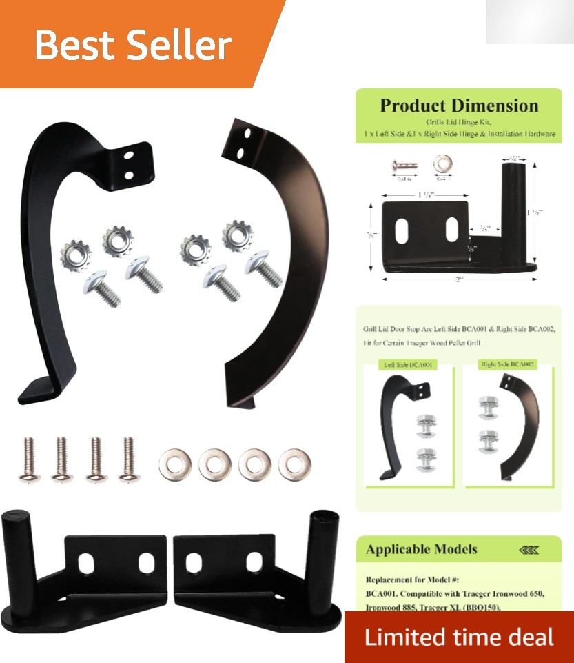 Grill Lid Hinge Kit & Door Stop Arc 74050/74051 – Fits Multiple Grill Models