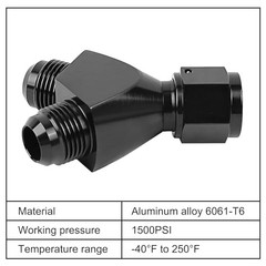6AN Female to 4AN 4AN Male Flare Fitting, Y Block 6AN Female to 2×4AN Male