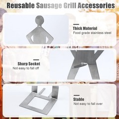 Clapery 4 PCS Funny BBQ Stand Man Hot Dog Holder, Creative 4 Pcs, silvery