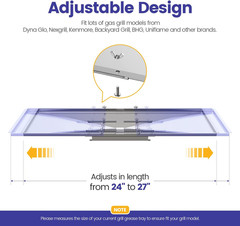 Grill Grease Tray Set, Stainless Steel Grill Replacement Parts, 24″ – 27″ Adjust
