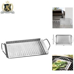 Durable 11″x7″ Stainless Steel Grill Pan with Carry Handles – Easy Clean Design