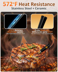 ±0.5°F Accuracy Shows Real-Time Temp Wireless Meat Thermometer: Smart 900Ft Blue
