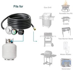 Atkke 6Ft Propane Hose Regulator Gauge Gas Grill Regulator Gauge For Most Lp
