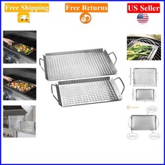 Stainless Steel Grill Topper Set of 2 for Vegetables & Meat, Dishwasher Safe