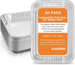20 PCS Drip Pans for Weber Genesis II 3 Burners,Spirit Disposable Aluminum Trays