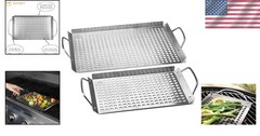 Stainless Steel Grill Topper Set – 11″x7″ & 11″x17″