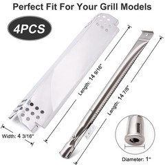 Grill Replacement Parts for 4 & 5 Burner Models – Heat Shield Plates, Burners &