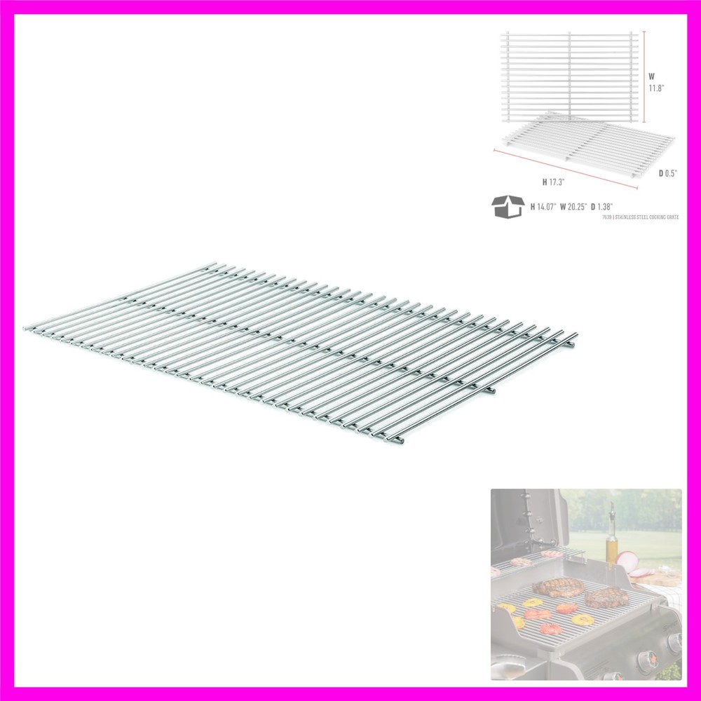 Stainless Steel Cooking Grate 2‑Pack 17.3 x 11.8 – Durable Replacement Grates…