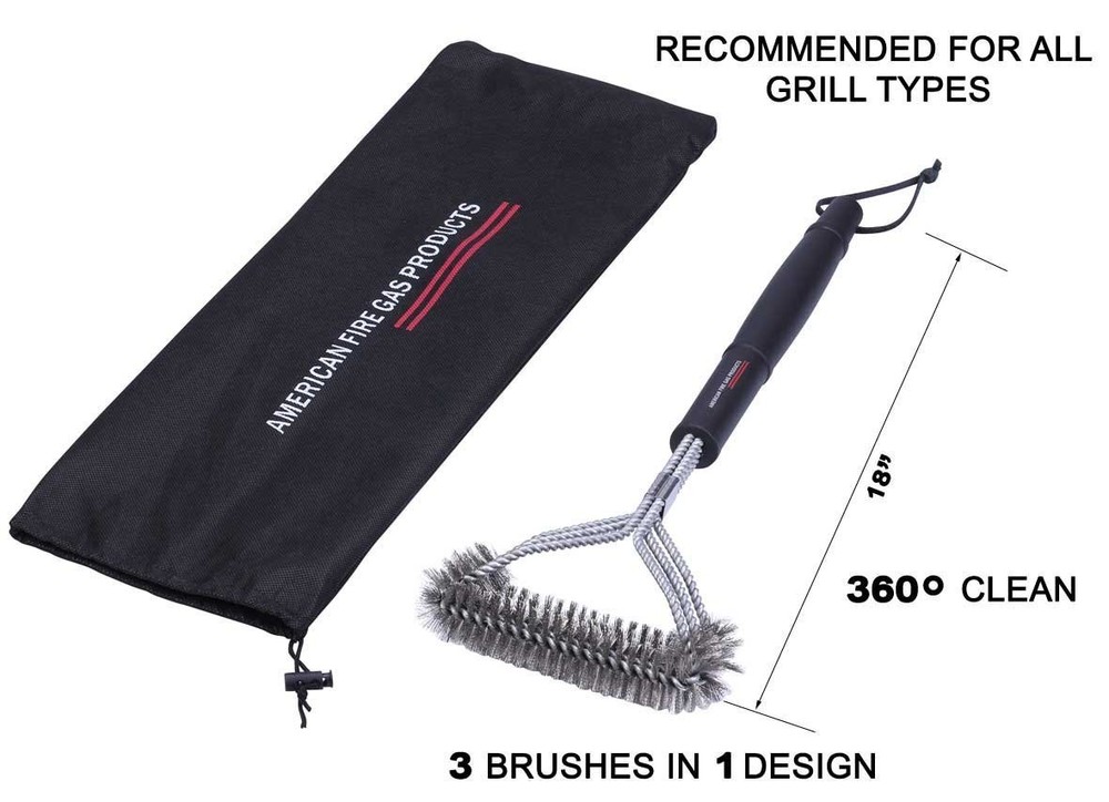 SS Brush Provides Effortless 360° Cleaning For Brinkmann BBQ Grills + Nylong Bag