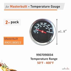2-Pack Grill Thermometer Temperature Gauge Replacement for KMB-400F-2