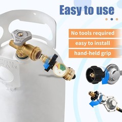 Propane Tank Adapter & Gauge Converts POL LP Tank Service Valve to QCC1 / Type 1