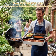Oylnidea 10-Piece Grill Prep and Carry System, Stainless Steel BBQ Prep and S…