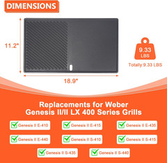 Reversible Griddle Replacement Parts for Weber Genesis II/II LX 400 Series, E410