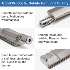 Criditpid 4 Pack Stainless Steel Heat Plates and Cast Stainless Steel Grill Burn