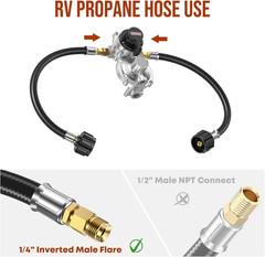 RV Propane Tank Hose 15 Inch QCC1 to 1/4 Male Flare 2 Pack BBQ Gas Replacement