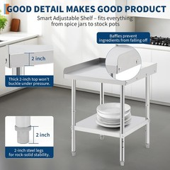 Equipment Grill Stand Table 12x24x30 Inch Stainless Steel NSF Certified 400 Lbs