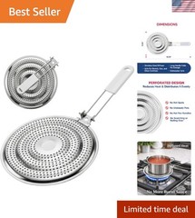 Stainless Steel Heat Diffuser with Removable Handle – 8.25-Inch for Even Cooking