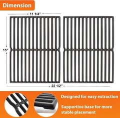 7522 7521 15″ Grill Grates Replacement for Weber Genesis Silver A, Cast Iron Gra
