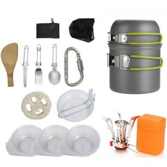 Aluminum Alloy Mess Kit with Folding Handles Pot Pan Stainless Utensils