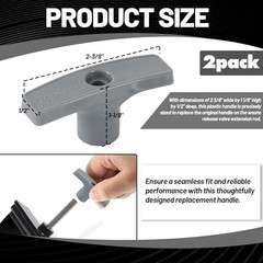 (2-Pack, Grey RV Waste Valve Handle Acrylonitrile Butadiene Styrene (ABS)