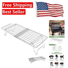 Compact Folding BBQ Smoker Rack – Adjustable 15.3-22.1 in Stainless Steel Design