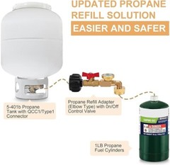 Adaptador de propano de 1 libra a 20 libras, adaptador de codo de repuesto.neuvo
