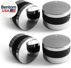 Grill Control Knob 4 Pack, Gas Burner Replacement, Chrome Plated Plastic with No