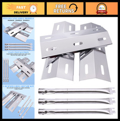Grill Replacement Parts Kit for Gas Barbecue, Burner Tubes & Heat Plates, Fits 3