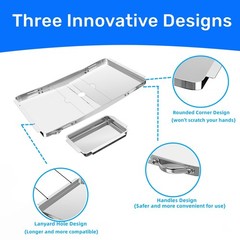 Grill Grease Tray Replacement for Dyna Glo with Catch Pan, 25”-34”, Silver