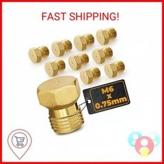 10Pcs Propane Orifice Kit – M6x0.75mm, 0.5mm=0.02″=24AWG Brass Nozzle Temperatur