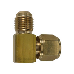Brass Right Angle Elbow 3/8 Female Inverted Flare to 3/8 Male Flare for Heaters