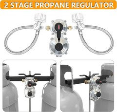 RV Propane 2-Stage Auto Changeover LP Propane Gas Regulator with Valve Support F