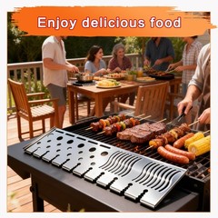 Multifunctional Warming Rack for Gas BBQ Grills, Heavy-Duty Stainless Steel, Rep